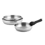 3 poêles 20/24/28 cm amovible inox 18/8 induction 